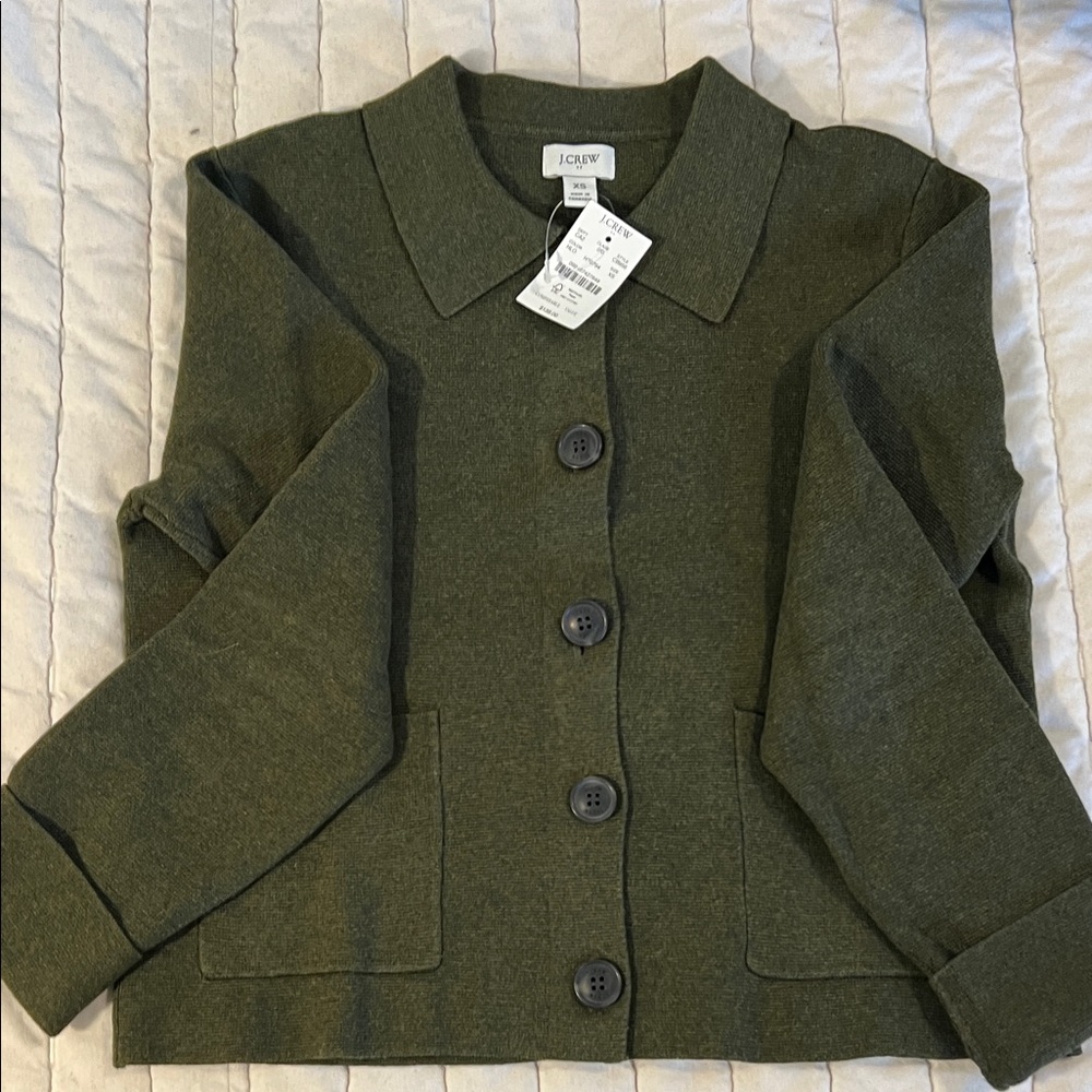 J. Crew Forest Green Button-Up Blazer